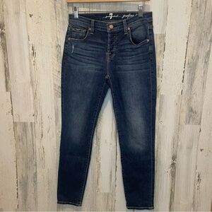 7 For All Mankind Josefina Boyfriend Skinny Mid‎ Rise Jeans - Dark Wash size 24